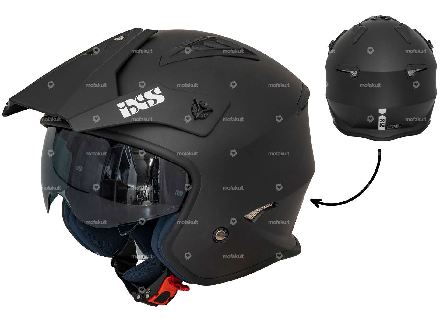 IXS Casque jet Enduro noir mat Carousel Image 1