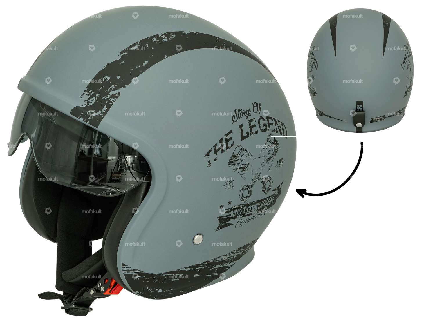 IXS jet helmet Engine gray / black matt (XS) Carousel Image 1