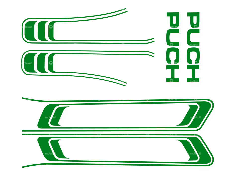 Adhesive set tank & frame green (1A quality) Foil plot | Puch Maxi S Carousel Image 1