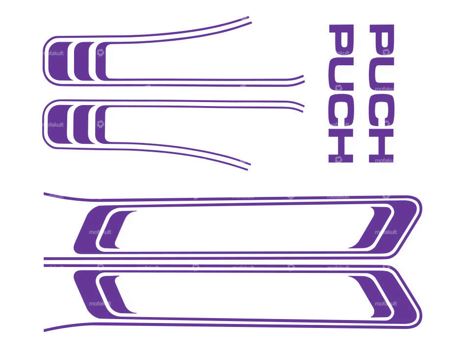 Adhesive set tank & frame violet (1A quality) Foil plot | Puch Maxi S Carousel Image 1