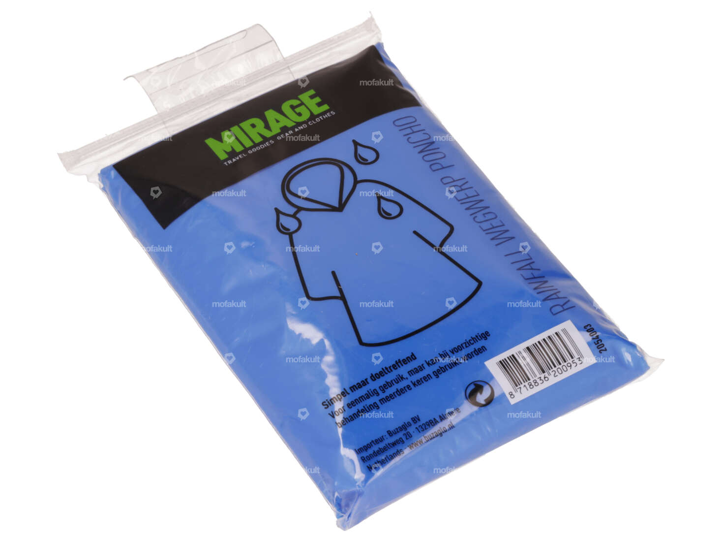 Housse de pluie avec capuche bleu transparent Carousel Image 1