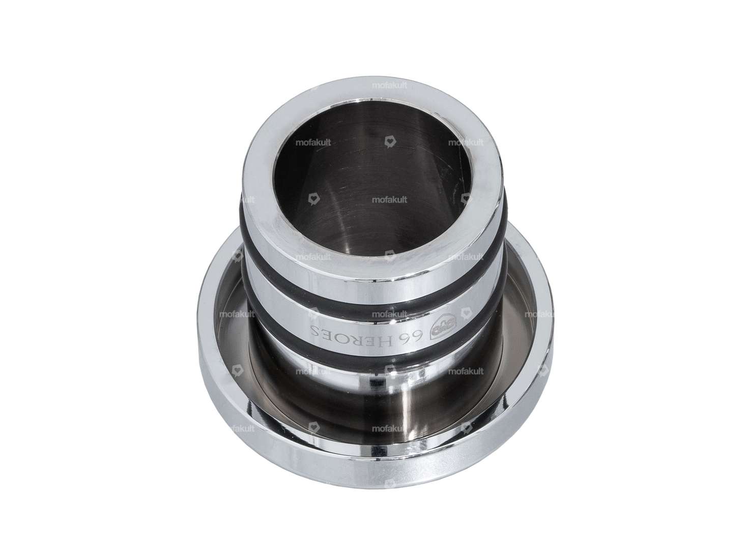 66HEROES Tank cap "66HEROES" chrome round | Piaggio Ciao, Bravo Carousel Image 2