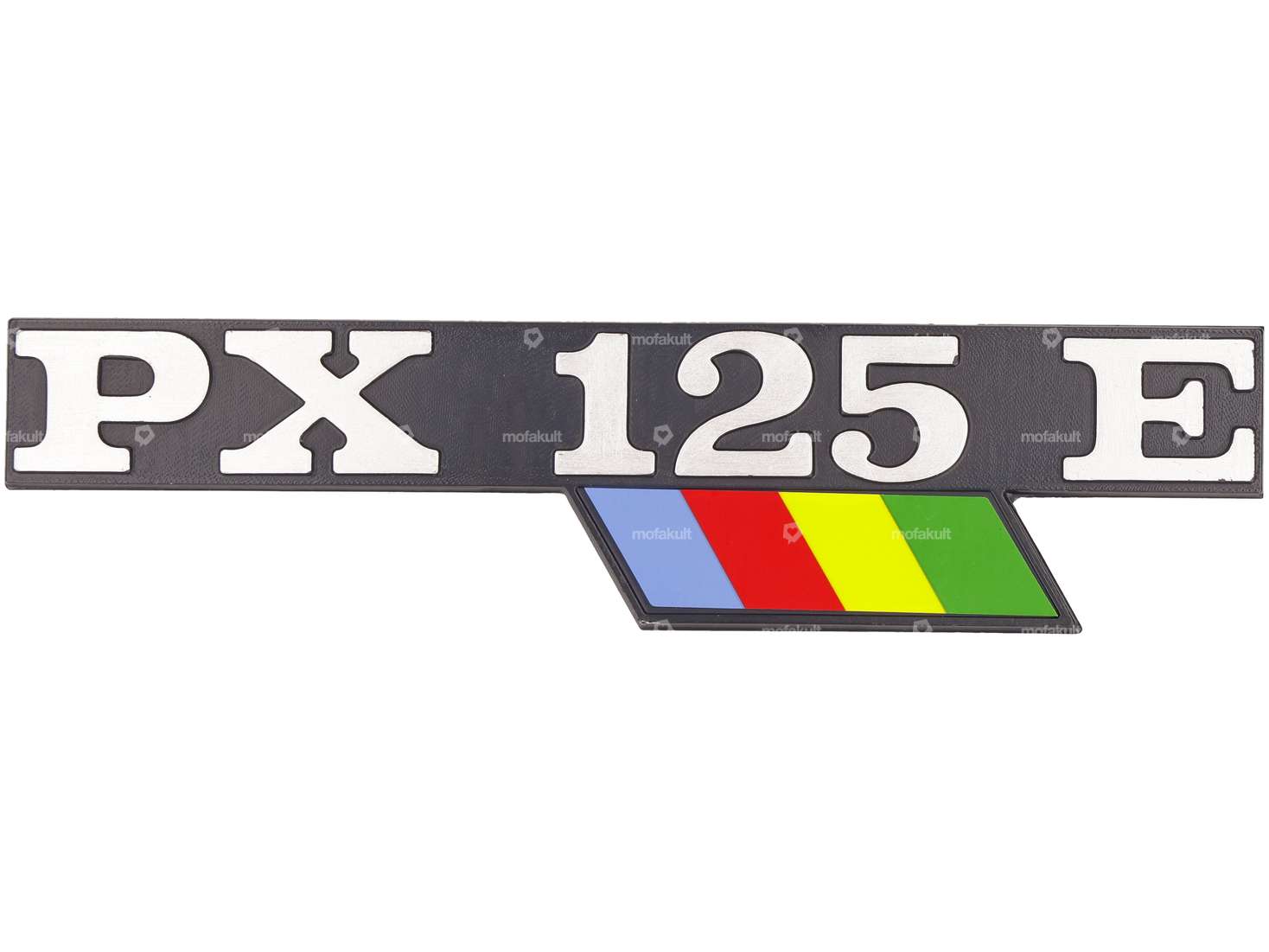 RMS emblem side cover left "PX 125 E" aluminum | Vespa PX125E Carousel Image 1