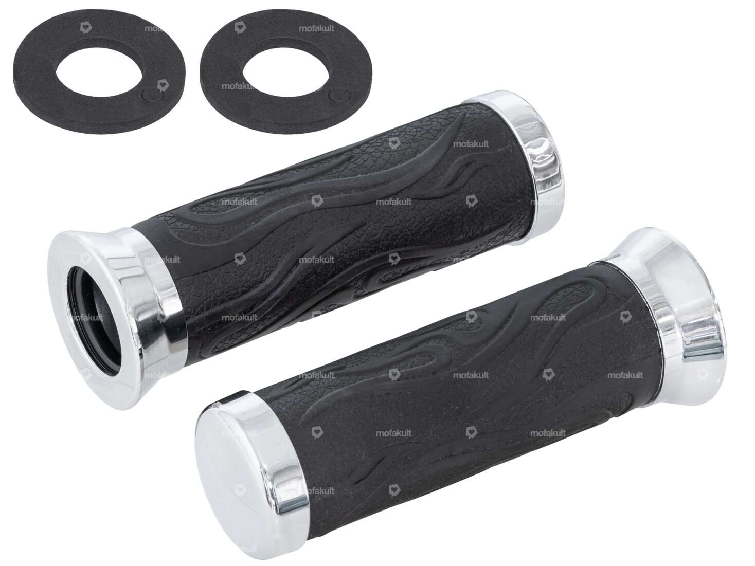 Poignées chromées Flamme en caoutchouc (métal véritable !) Carousel Image 1