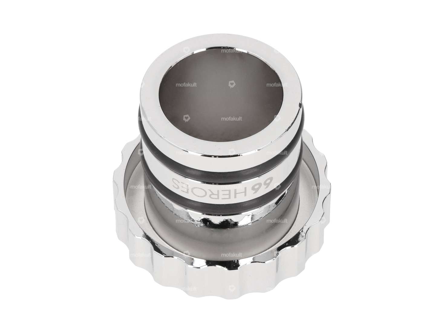 66HEROES Tankdeckel «Piaggio» gewellt Chrom | Piaggio Ciao, Bravo Carousel Image 2