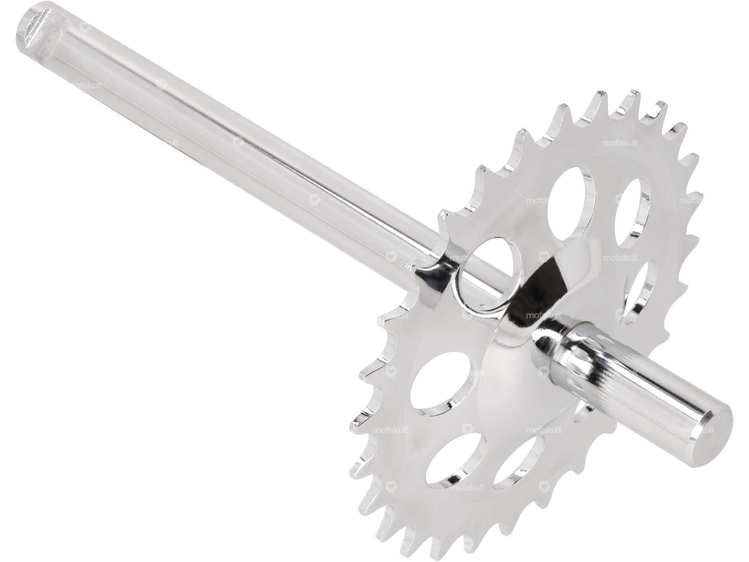 GPO pedal axle 28 teeth chrome | Puch Maxi S, N Carousel Image 1