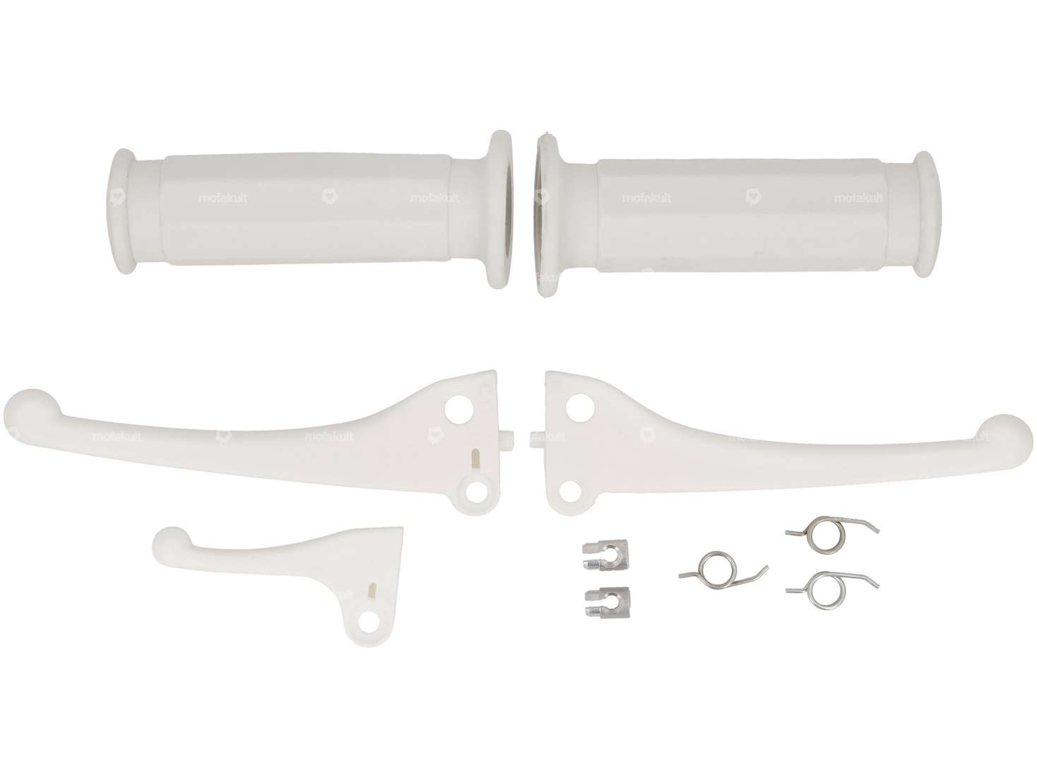 Domino handle set polygonal white NOS | Piaggio Carousel Image 1