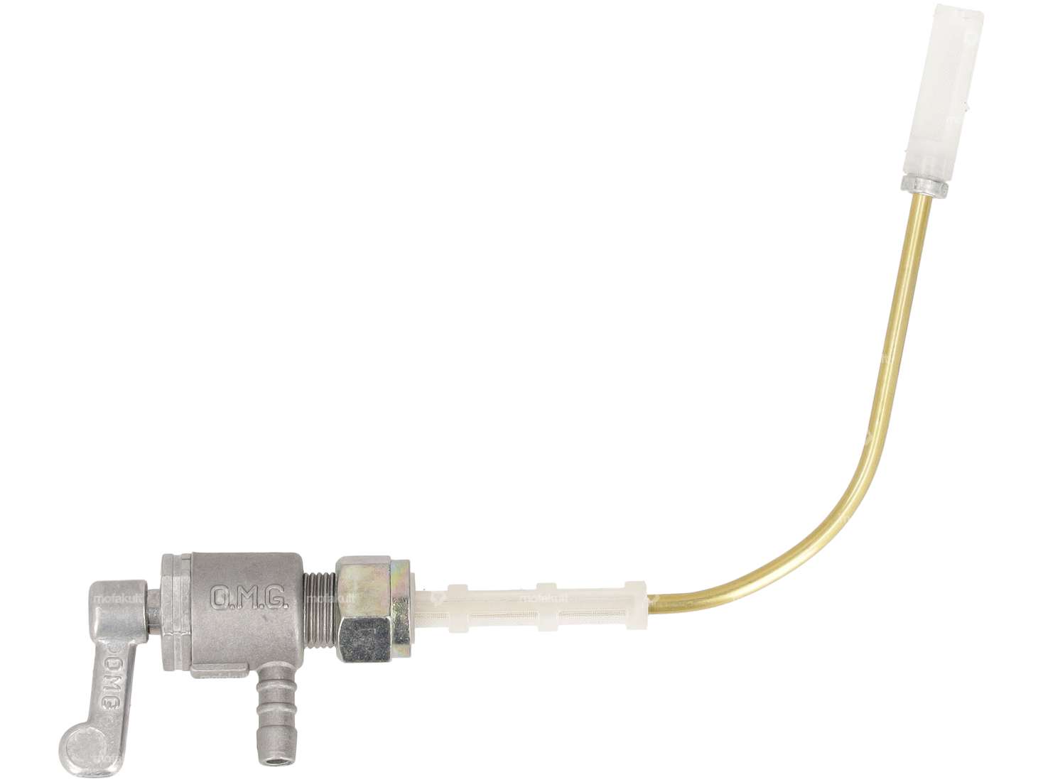 OMG robinet d'essence horizontal M12x1 (avec écrou) sortant par le bas Carousel Image 1