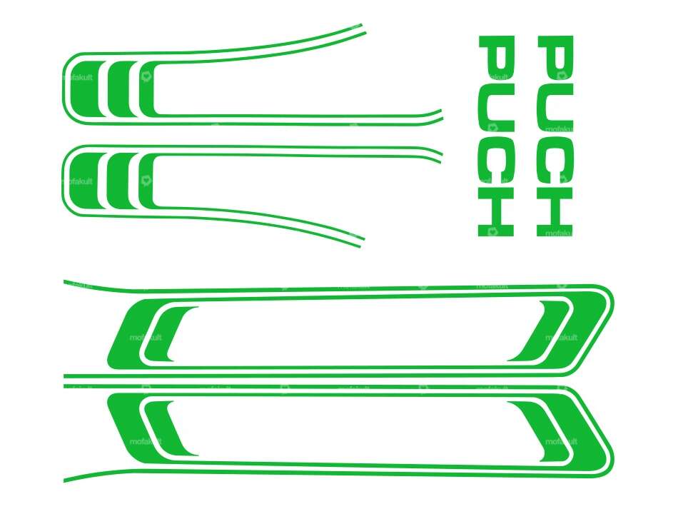 Kit d'autocollants réservoir & cadre vert clair (qualité 1A) Folienplot | Puch Maxi S Carousel Image 1