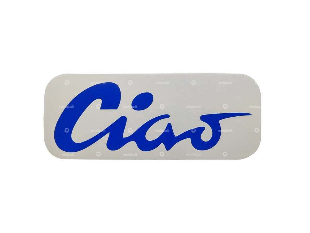 Autocollant réservoir "Ciao" bleu 70 x 28 mm | Piaggio Ciao P, C9 Carousel Image 1