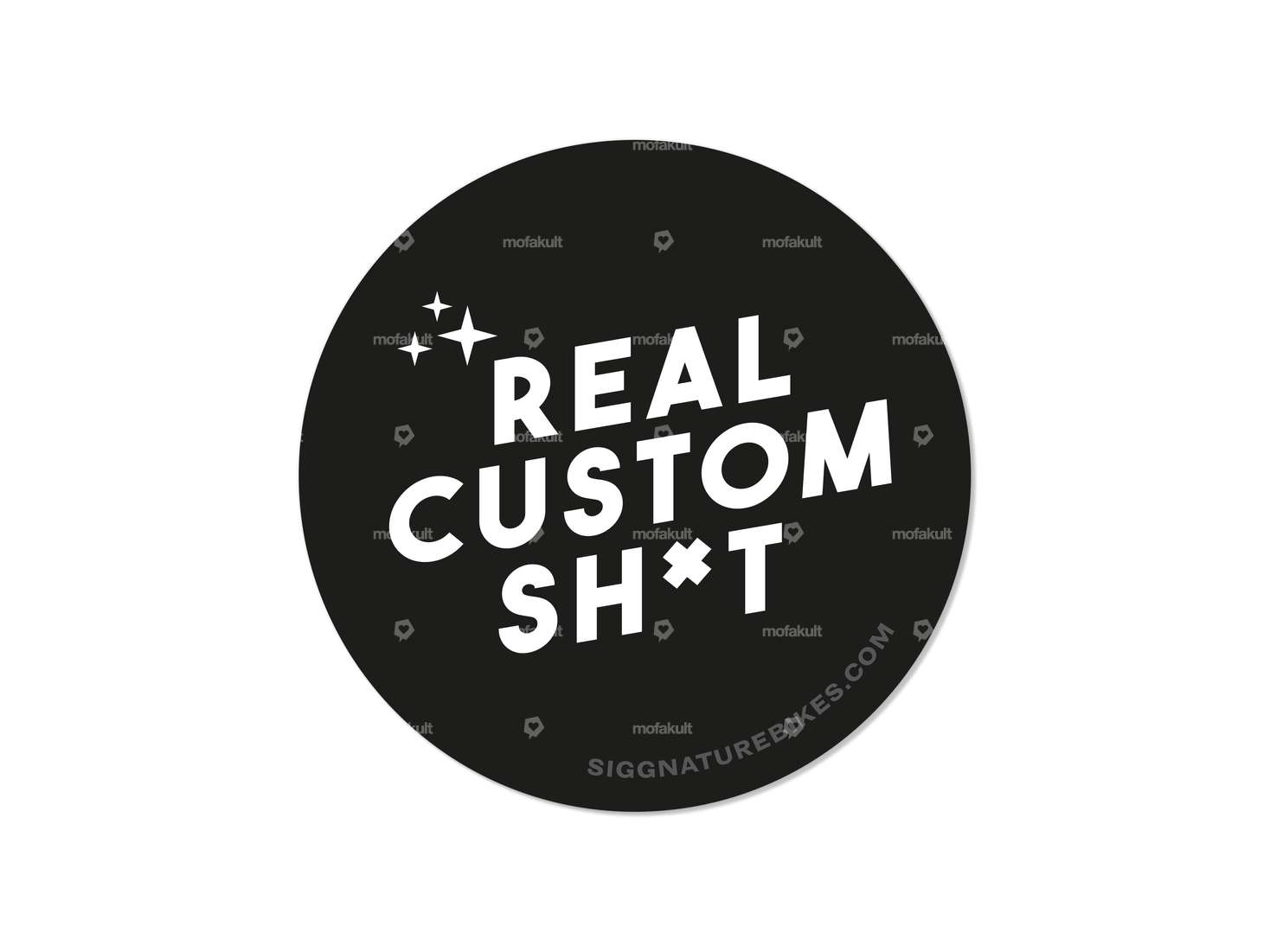 Autocollant Siggnature "Real Custom Shit" Ø 70 mm noir Carousel Image 1