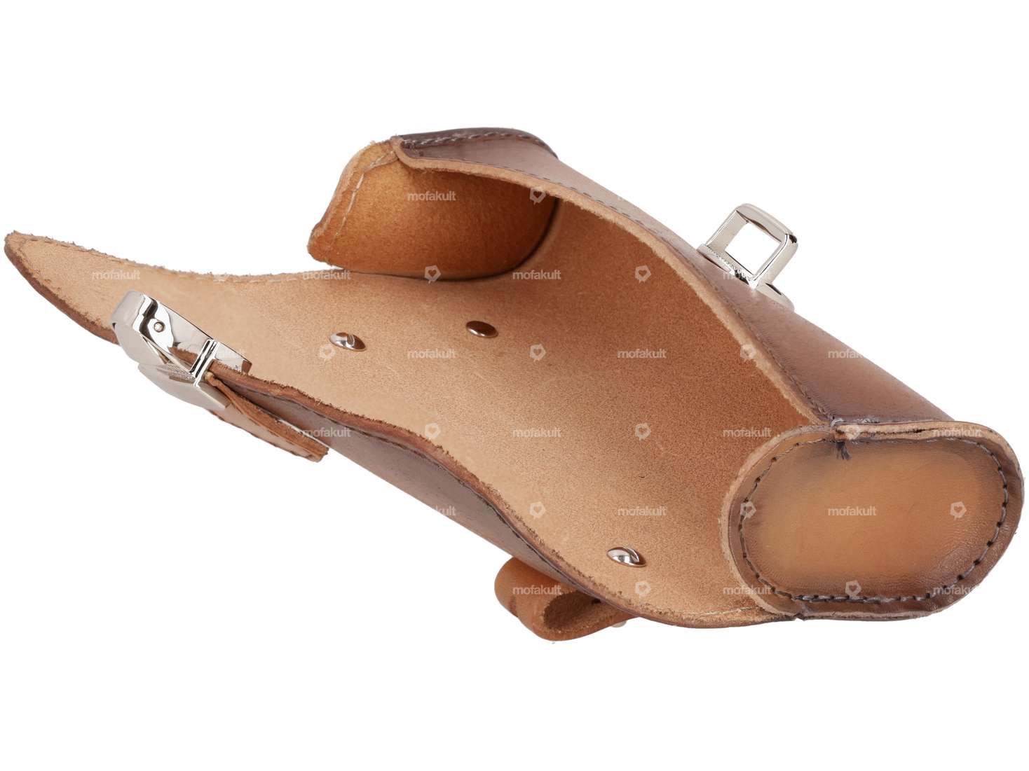 Sacoche de selle "Charleston" marron en cuir véritable Carousel Image 3