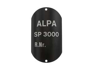 Typenschild NOS | Alpa Spezial 3000 Typenschild NOS | Alpa Spezial 3000