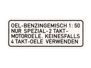 Autocollant "HUILE-BENZING MÉLANGE 1:50" 63 x 25 noir | Puch Autocollant "HUILE-BENZING MÉLANGE 1:50" 63 x 25 noir | Puch