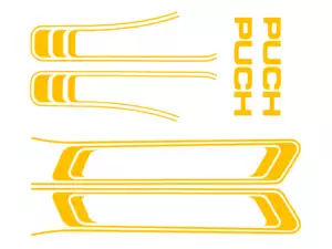 Kit d'autocollants pour réservoir et cadre jaune (qualité 1A) Folienplot | Puch Maxi S Kit d'autocollants pour réservoir et cadre jaune (qualité 1A) Folienplot | Puch Maxi S