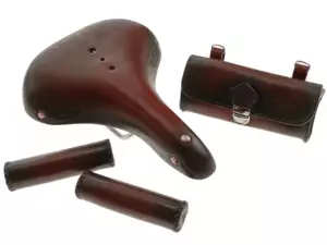 Set selle / poignées / trousse à outils Charleston cuir véritable Set selle / poignées / trousse à outils Charleston cuir véritable