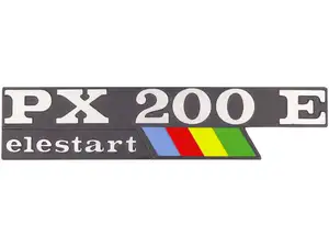 RMS Emblem Seitenhaube links «PX 200 E Elestart» Aluminium | Vespa PX200 E RMS Emblem Seitenhaube links «PX 200 E Elestart» Aluminium | Vespa PX200 E