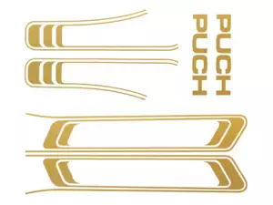 Kit d'autocollants pour réservoir et cadre or mat (qualité 1A) Folienplot | Puch Maxi S Kit d'autocollants pour réservoir et cadre or mat (qualité 1A) Folienplot | Puch Maxi S