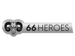 Autocollant "66HEROES" 83 x 20 mm Chrome Autocollant "66HEROES" 83 x 20 mm Chrome