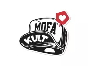 Autocollant "mofakult Cap" 70 x 60 mm Autocollant "mofakult Cap" 70 x 60 mm