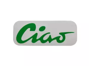 Autocollant réservoir "Ciao" vert 70 x 28 mm | Piaggio Ciao P, C9 Autocollant réservoir "Ciao" vert 70 x 28 mm | Piaggio Ciao P, C9