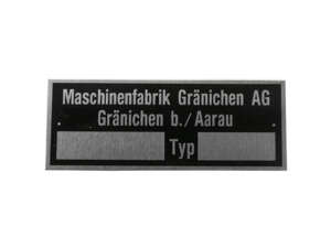 Plaque signalétique | Tigra Pionier (Gränichen) Plaque signalétique | Tigra Pionier (Gränichen)