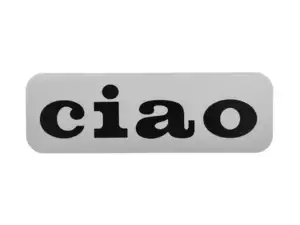 Autocollant réservoir "ciao" gris 86 x 26 mm | Piaggio Ciao P, SC Autocollant réservoir "ciao" gris 86 x 26 mm | Piaggio Ciao P, SC